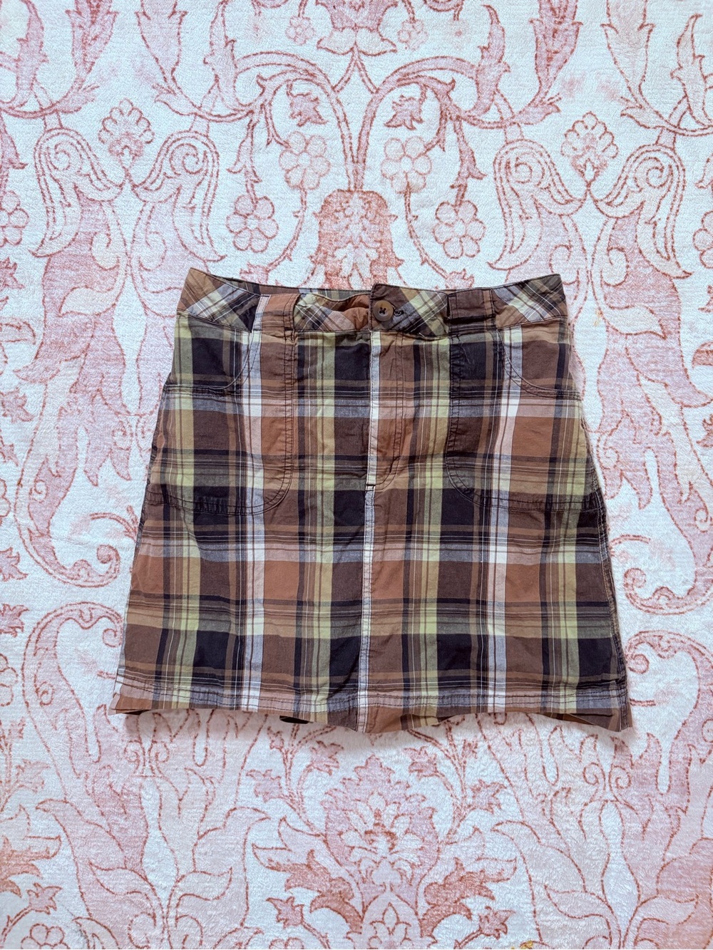 White Stag Brown Plaid Mini Skirt